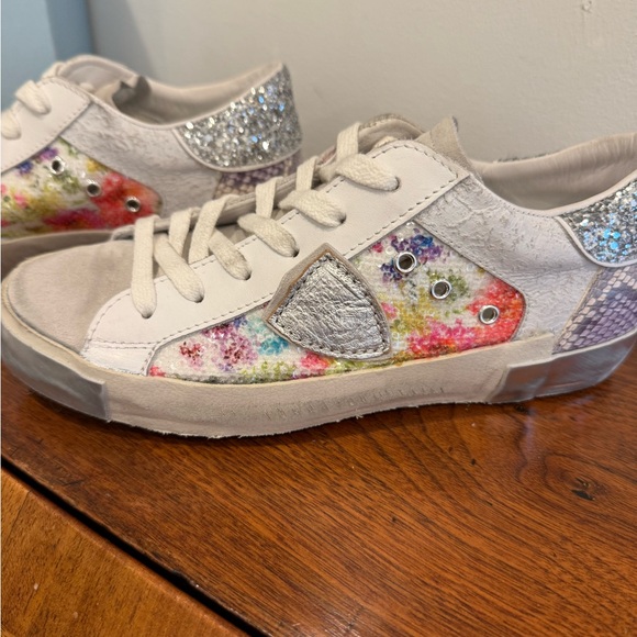 Philippe Model PRSX Low - Flower Paillettes - Blanc Argent - Picture 6 of 11